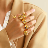 Waterproof Wide Double Layer Zircon Ring