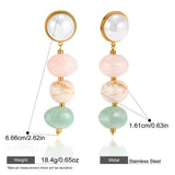 Colorful Resin Bead & Pearl Dangle Earrings