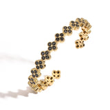 Gold Zirconia Flower Cuff Bracelet