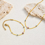 Pink Heart Herringbone Chain Bracelet