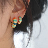 Enamel Bamboo Hoop Earrings