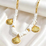 Gold Seashell Pendant Necklace