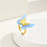 Blue Acetate Butterfly Ring