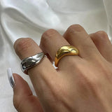 Curved Geometric Gold Ring