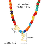 Beaded Initial Heart Pendant Necklace