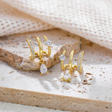 Zircon Illusion Drop Stud Earrings