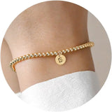 Gold Initial Disc Bracelet