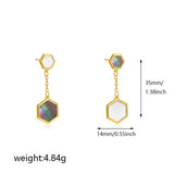 Abalone Hexagon Drop Earrings