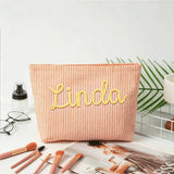 Personalized Seersucker Makeup & Travel Pouch