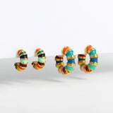 Enamel Bamboo Hoop Earrings