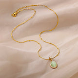 Opal Oval Pendant Necklace