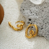 Gold Round Spiral Hoop Earrings