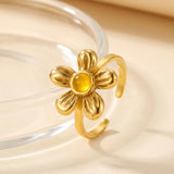 Citrine Flower Ring