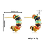 Enamel Bamboo Hoop Earrings