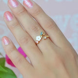 Magnolia Flower Crystal Ring