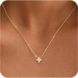 Dainty CZ Flower Pendant Necklace