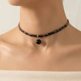 Turquoise Leopard Leather Choker