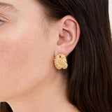 Lava Texture C-Shape Gold Hoops