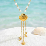 Turquoise Dolphin & Starfish Lariat Necklace