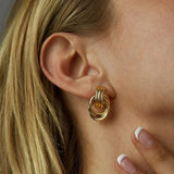 Two-Tone Knot Twist Stud Earrings