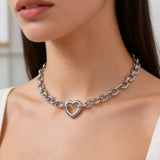 Heart Clasp Curb Chain Choker