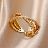 Luna Geometric Crystal Open Ring