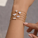 Heart & Round Zircon Charm Chain Bracelet
