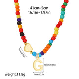 Beaded Initial Heart Pendant Necklace