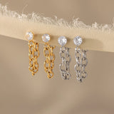 CZ Zircon Chain Pendant Drop Earrings