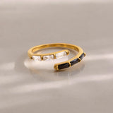 Black & White Rhinestone Open Ring