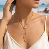 Turquoise Dolphin & Starfish Lariat Necklace