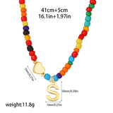 Beaded Initial Heart Pendant Necklace