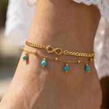 Turquoise Layered Boho Anklet