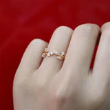 Zirconia Leaf Branch Ring