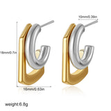 Two-Tone Bilayer Geometric Stud Earrings