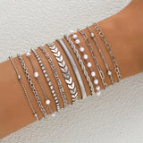 Boho Multi-Layer Bracelet Set — Snake Chain & Rhinestone Claw Chain