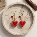 Candy Heart Zircon & Pearl Earrings