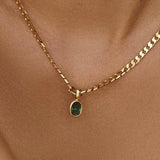 Multicolour Oval CZ Natural Stone Necklace
