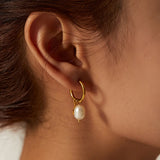 Freshwater Pearl & Star Hoop Earrings