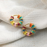 Enamel Bamboo Hoop Earrings
