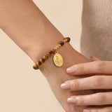 Tiger Eye Rosary Cross Bracelet