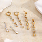 Round Zircon Long Chain Dangle Earrings