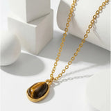 Tiger Eye Teardrop Pendant Necklace