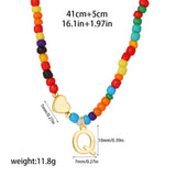 Beaded Initial Heart Necklace