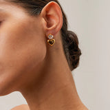 CZ Zircon Heart Pendant Earrings