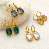 Square Crystal Zirconia Hoop Earrings