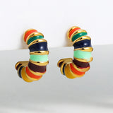 Enamel Bamboo Hoop Earrings