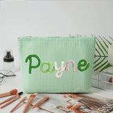 Personalized Seersucker Makeup & Travel Pouch