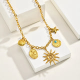 Gold Sunburst & Starfish Necklace