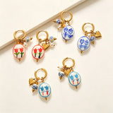 Round Ceramic Bead Hoop Earrings